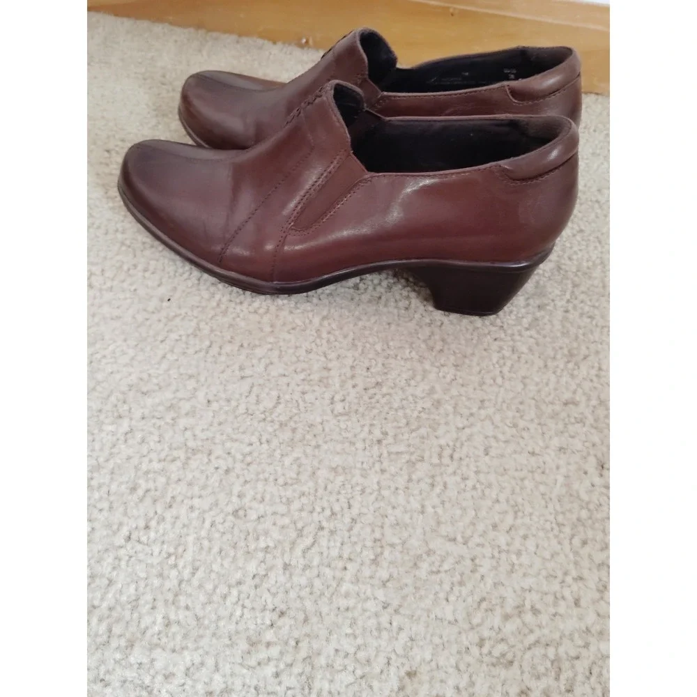 Clarks Unstructured Un.Loop‎ 80443 Women 7 Brown Leather Slip‑On Comfort Shoes